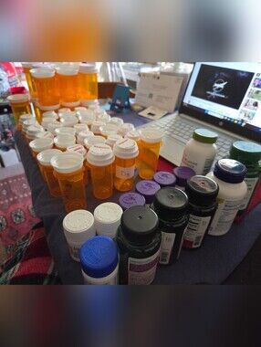 Lot of 66 EMPTY Plastic Medicine Bottles, Prescription Vials, ALL Caps Included